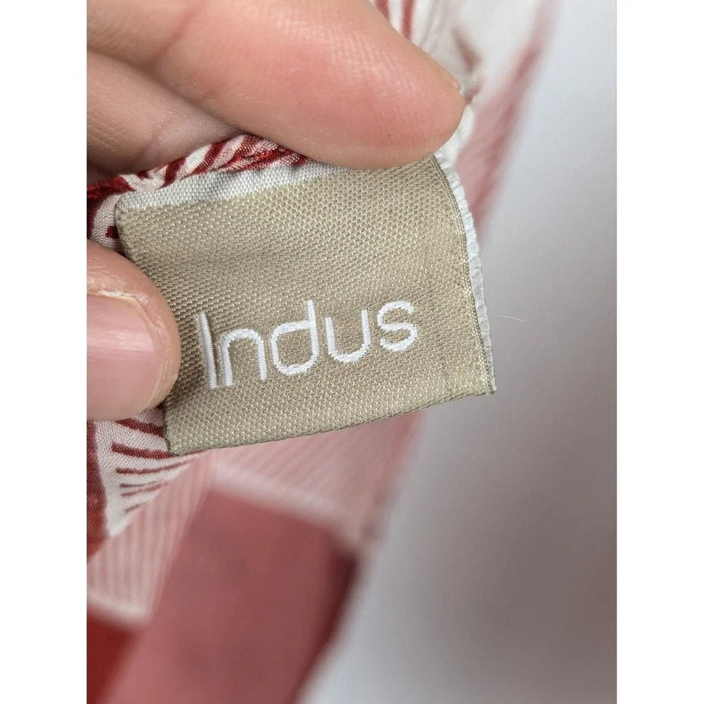 Vintage Indus 100% Silk Scarf 19‎ x 62 Cream Red Striped Chevron Boho Shawl Wrap
